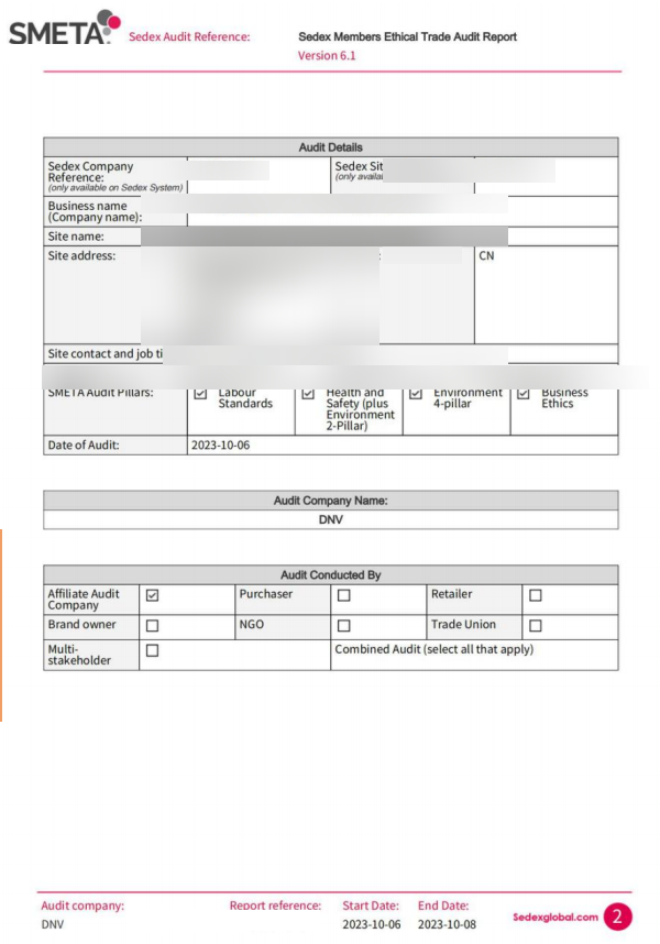 SMETA Sedex Audit